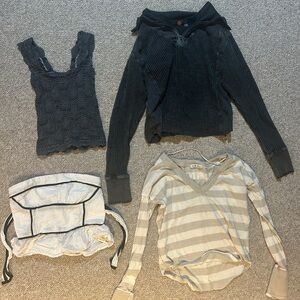 Free People Gray and Cream Tops Collection